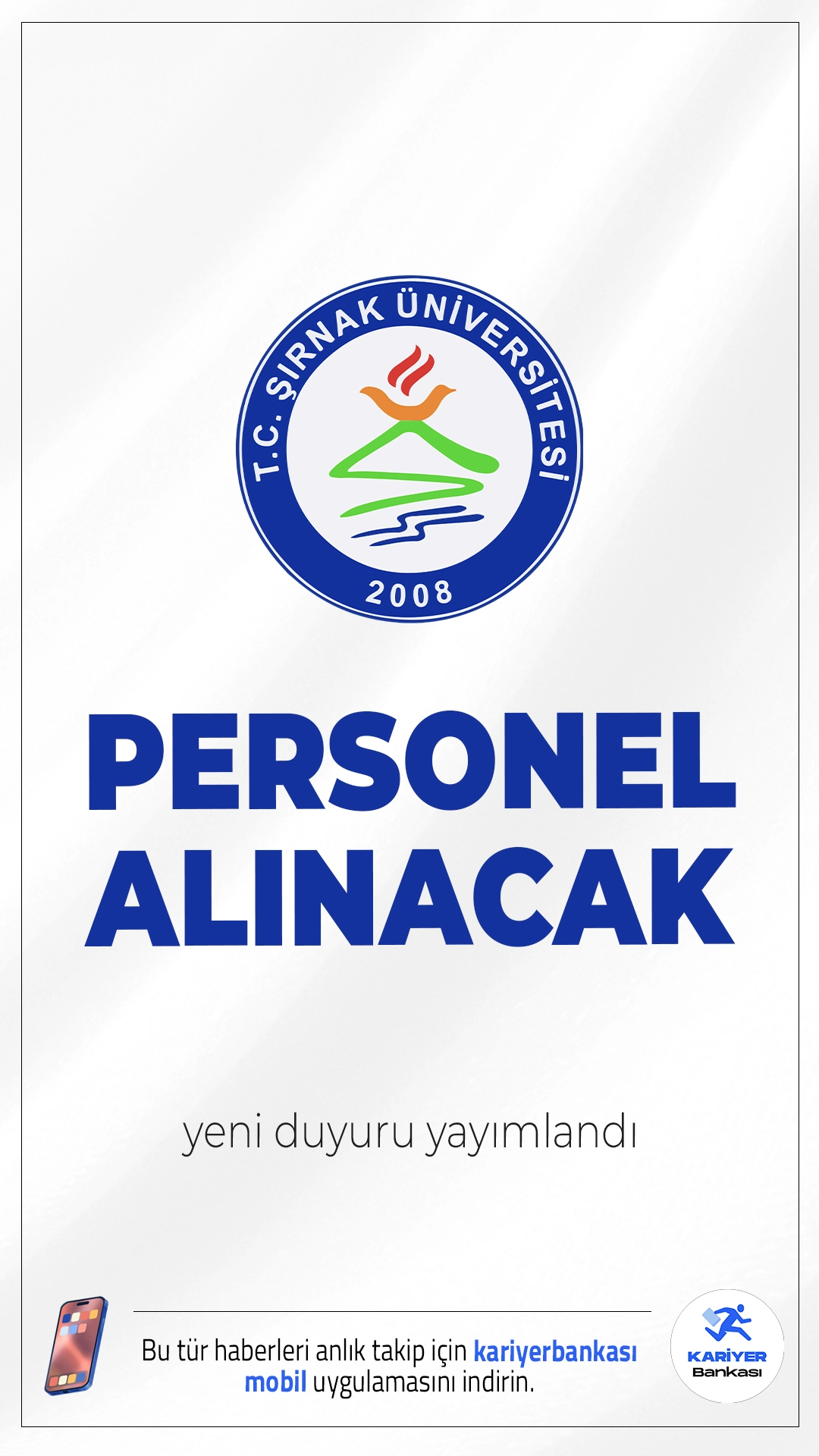 Şırnak Üniversitesi 18 Personel Alımı Yapacak.Şırnak Üniversitesi, farklı unvanlarda toplam 18 sözleşmeli personel alımı gerçekleştireceğini duyurdu.