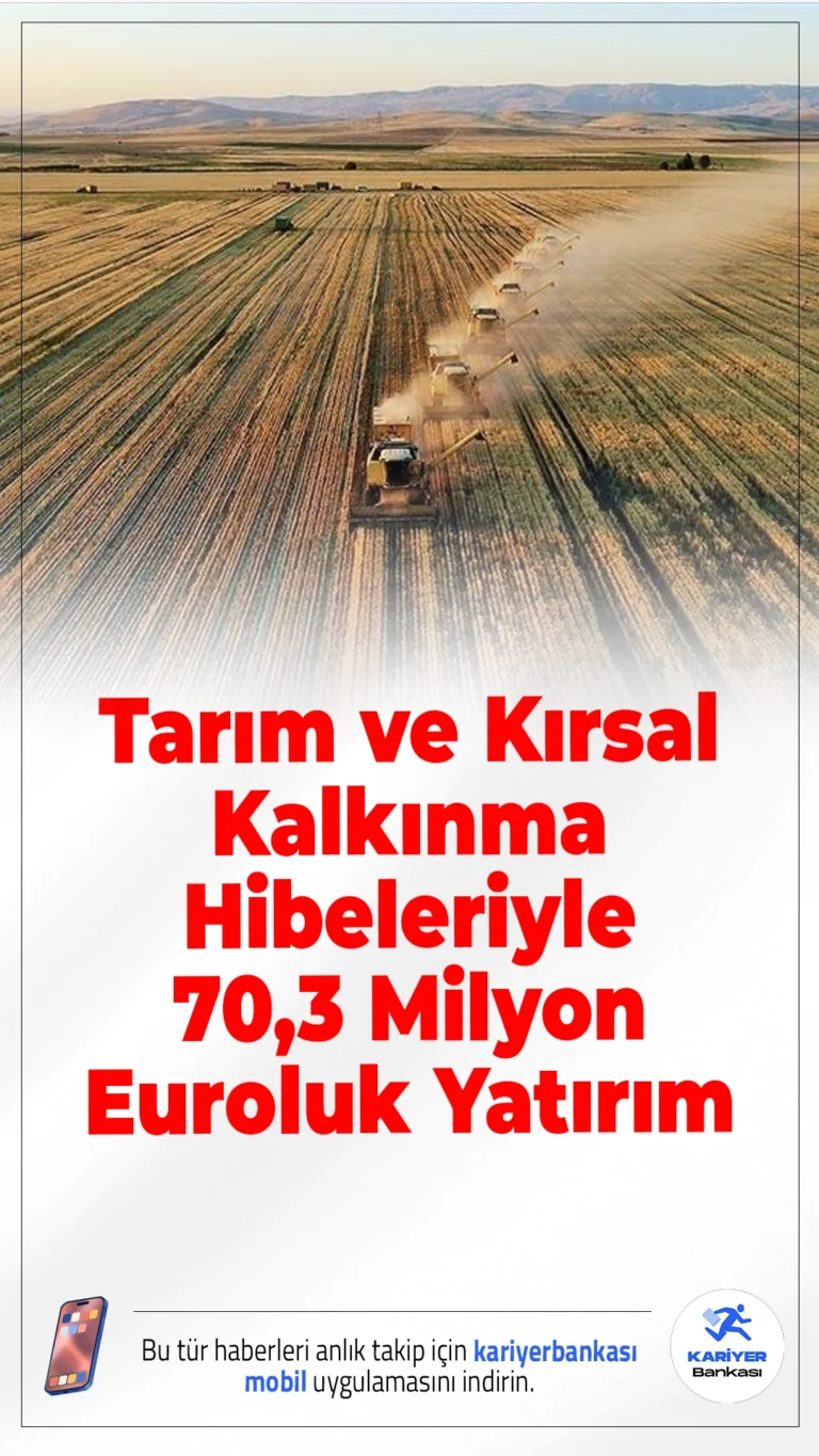 Tarım ve Kırsal Kalkınma Hibeleriyle 70,3 Milyon Euroluk Dev Yatırım.Türkiye genelinde 319 projeye sağlanan hibelerle, IPARD III Programı kapsamında 70 milyon euroyu aşan yatırım hayata geçirildi.