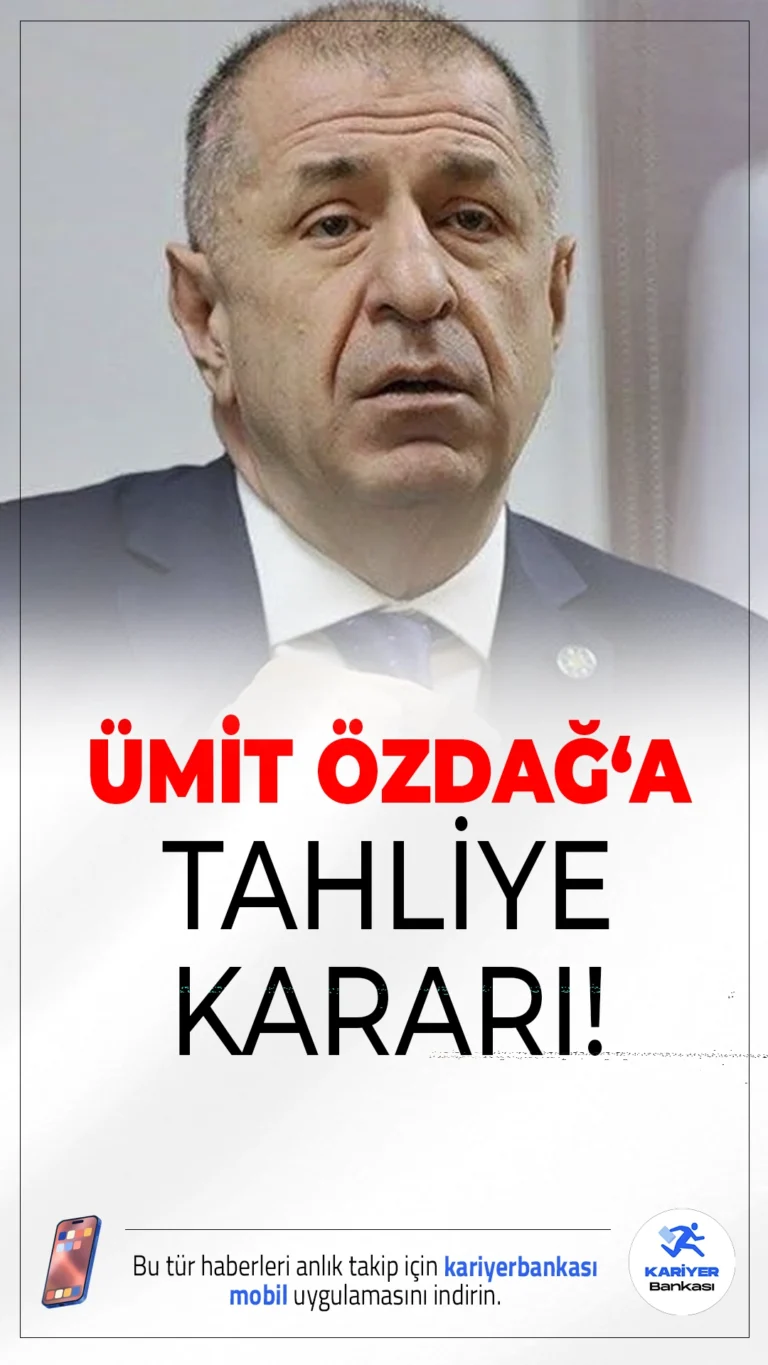 Ümit Özdağ Hakkında Tahliye Kararı Verildi.Zafer Partisi Genel Başkanı Ümit Özdağ’ın yargılandığı davada mahkemeden tahliye kararı çıktı. Özdağ'a 2 yıl 4 ay 3 gün hapis cezası verildi.