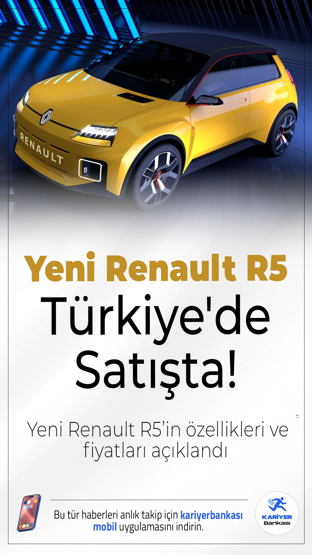 Yeni Renault R5 Türkiye'de Satışta.Renault'un tamamen elektrikli şehir otomobili R5, nihayet Türkiye pazarında yerini aldı.