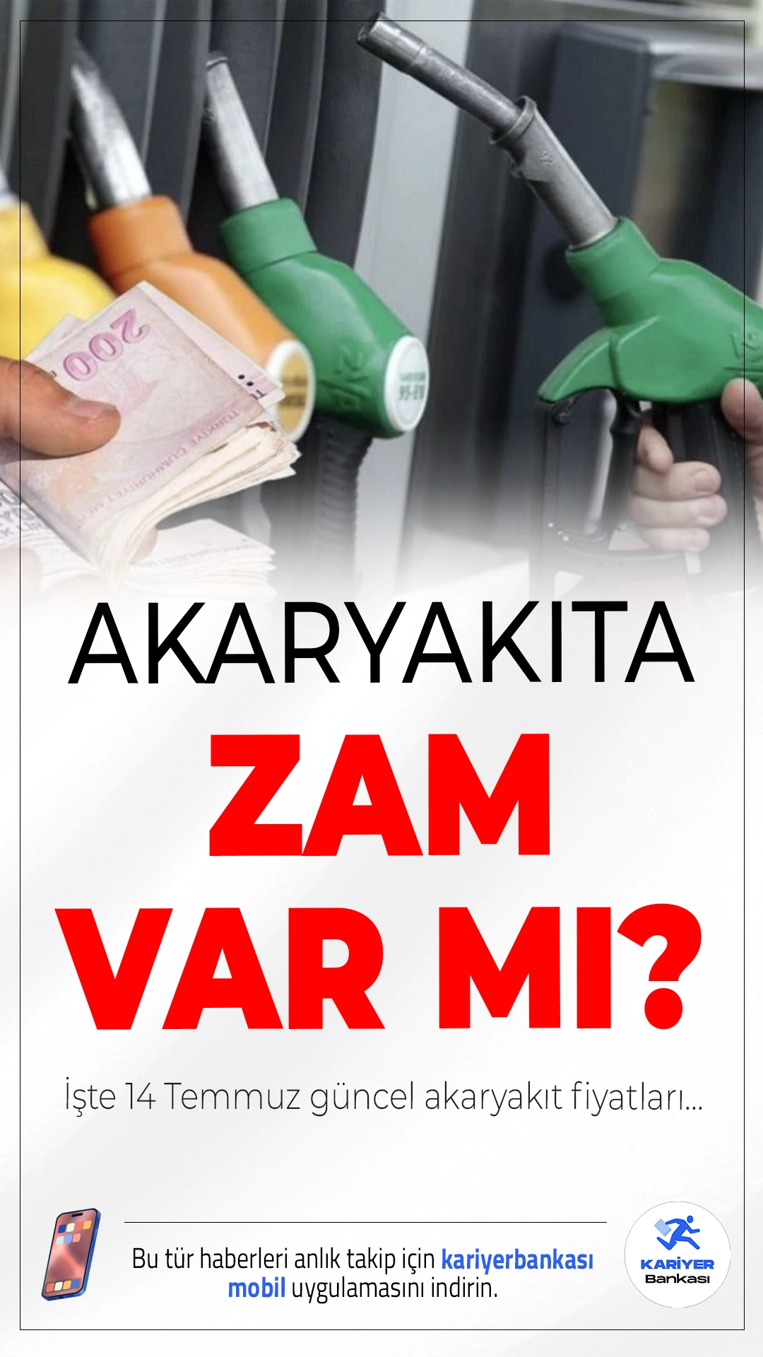 Benzin ve Motorine Yeni Zam Geldi mi?İşte 14 Temmuz 2025 Akaryakıt Fiyatları.Brent petrol ve döviz kurlarındaki hareketlilik akaryakıt fiyatlarını etkilemeye devam ediyor. İşte İstanbul, Ankara ve İzmir’de güncel benzin, motorin ve LPG litre fiyatları...