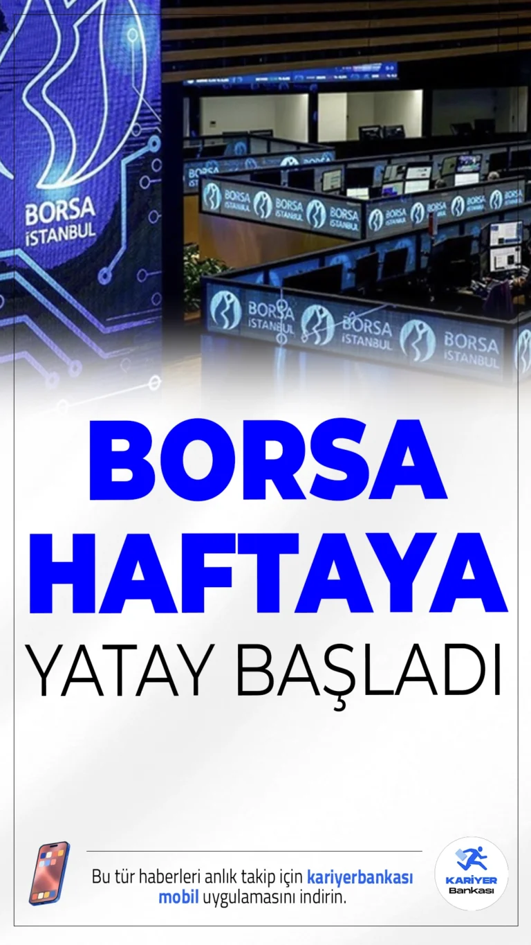 Borsa İstanbul Haftaya Yatay Başladı.Borsa İstanbul'da BIST 100 endeksi, haftanın ilk işlem gününe 10.358,61 puandan yatay bir başlangıç yaptı.