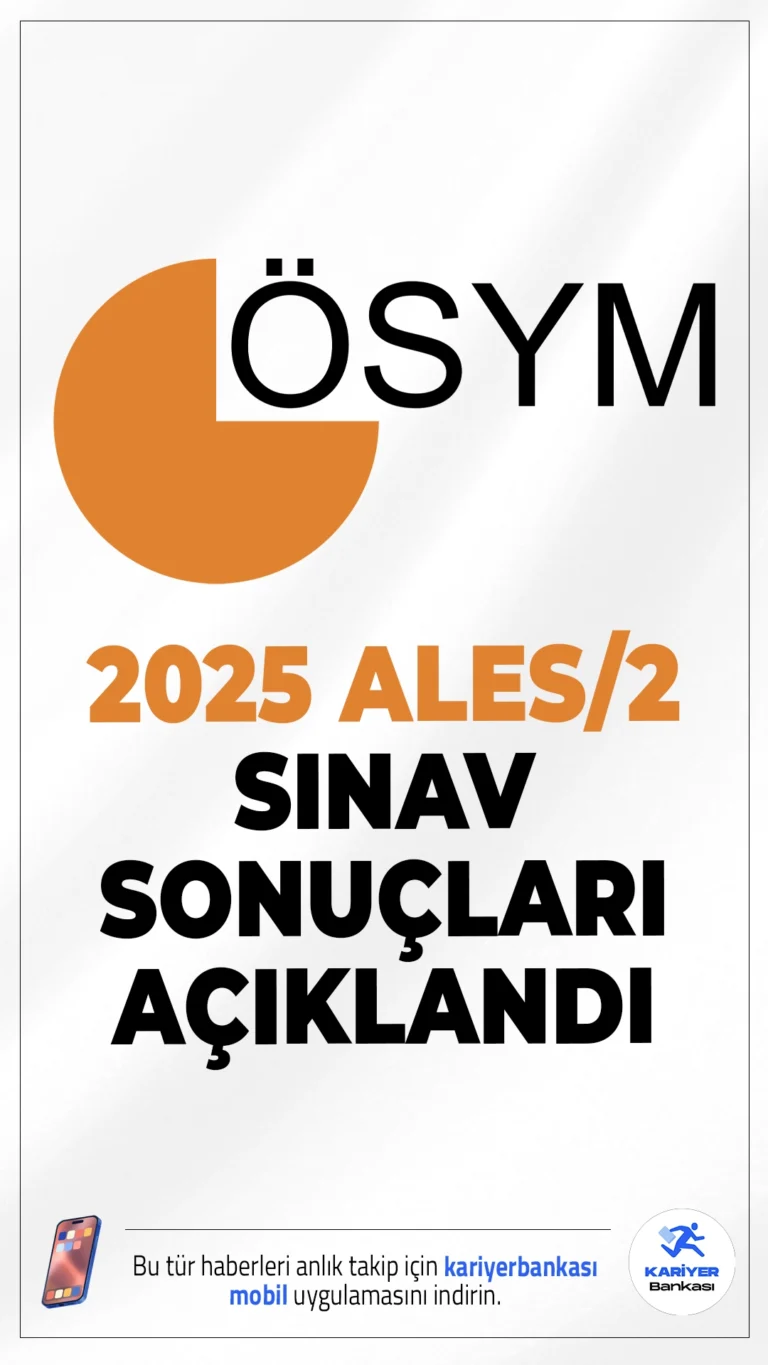 2025 ALES/2 Sınav Sonuçları Açıklandı. ÖSYM sayfasından yayımlanan duyuruya göre, 6 Temmuz 2025 tarihinde uygulanan 2025 Akademik Personel ve Lisansüstü Eğitimi Giriş Sınavı’nın (2025-ALES/2) değerlendirme işlemleri tamamlandı.