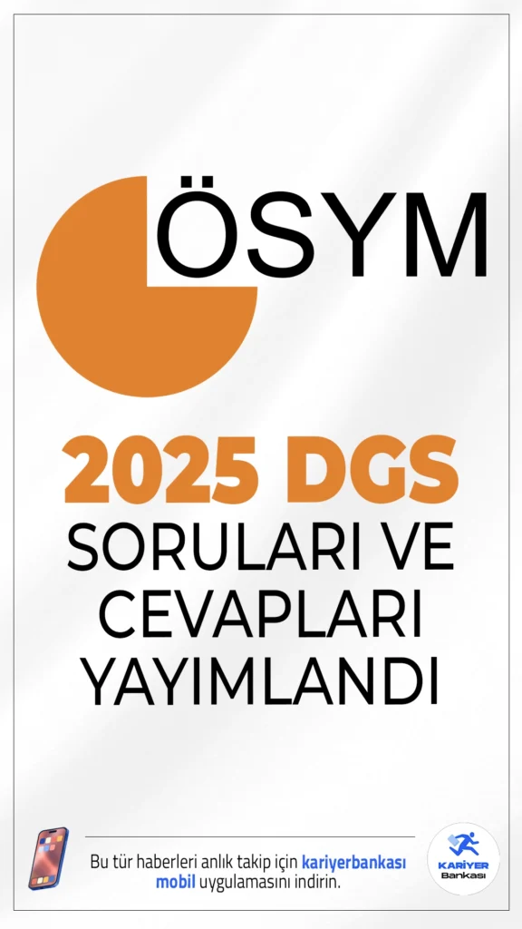 2025 DGS Temel Soru Kitapçığı ve Cevap Anahtarı Yayımlandı.ÖSYM sayfasından yayımlanan duyuruda, 20 Temmuz 2025 tarihinde uygulanan 2025 Dikey Geçiş Sınavı’nın (2025-DGS) Temel Soru Kitapçığı ile Cevap Anahtarı’nın %10’unun erişime açıldığı aktarıldı.