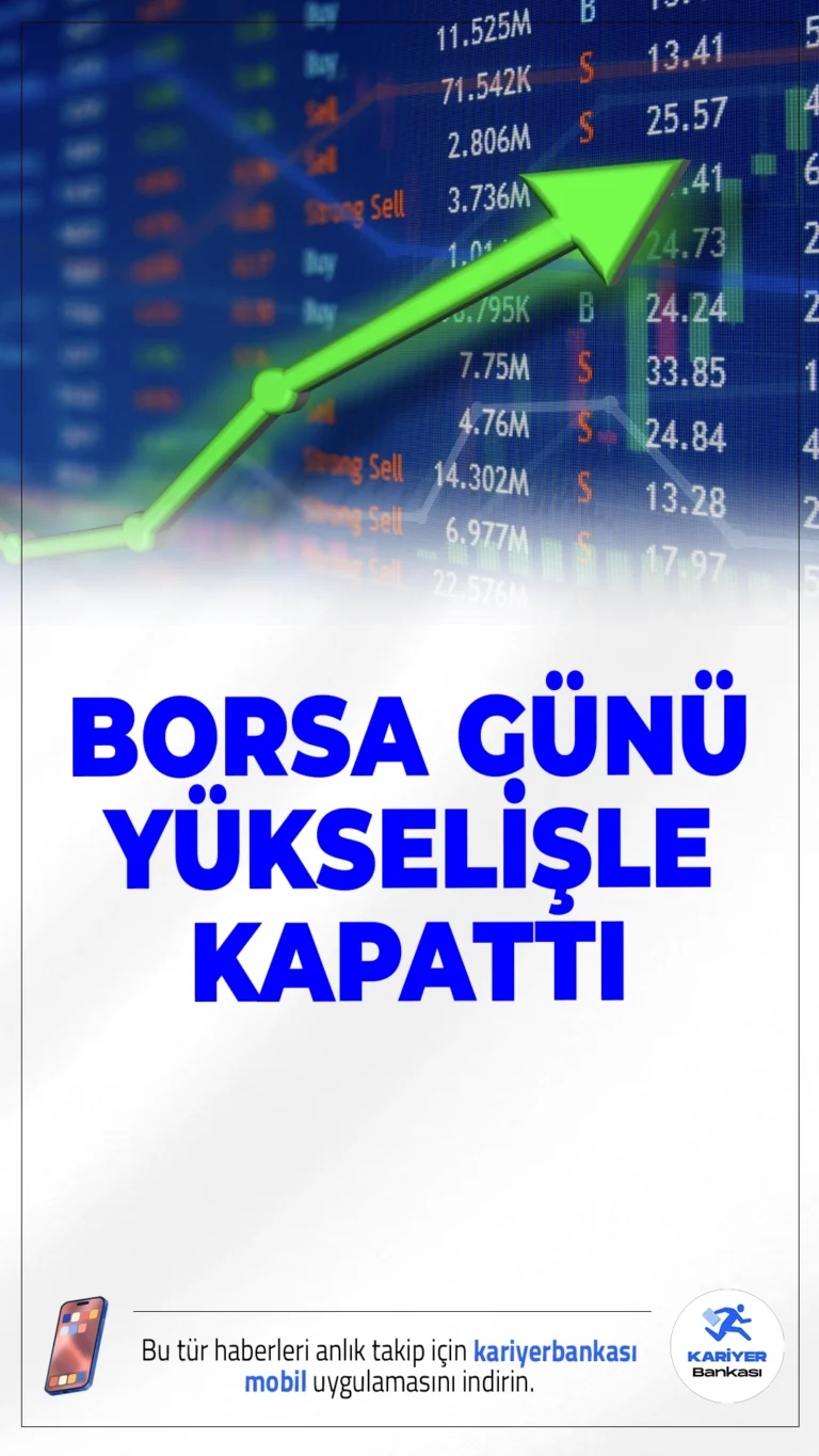 Borsa Günü Yükselişle Kapattı.Borsa İstanbul'da BIST 100 endeksi günü yüzde 1,08 yükselişle tamamlarken, işlem hacmi 146,7 milyar liraya ulaştı.