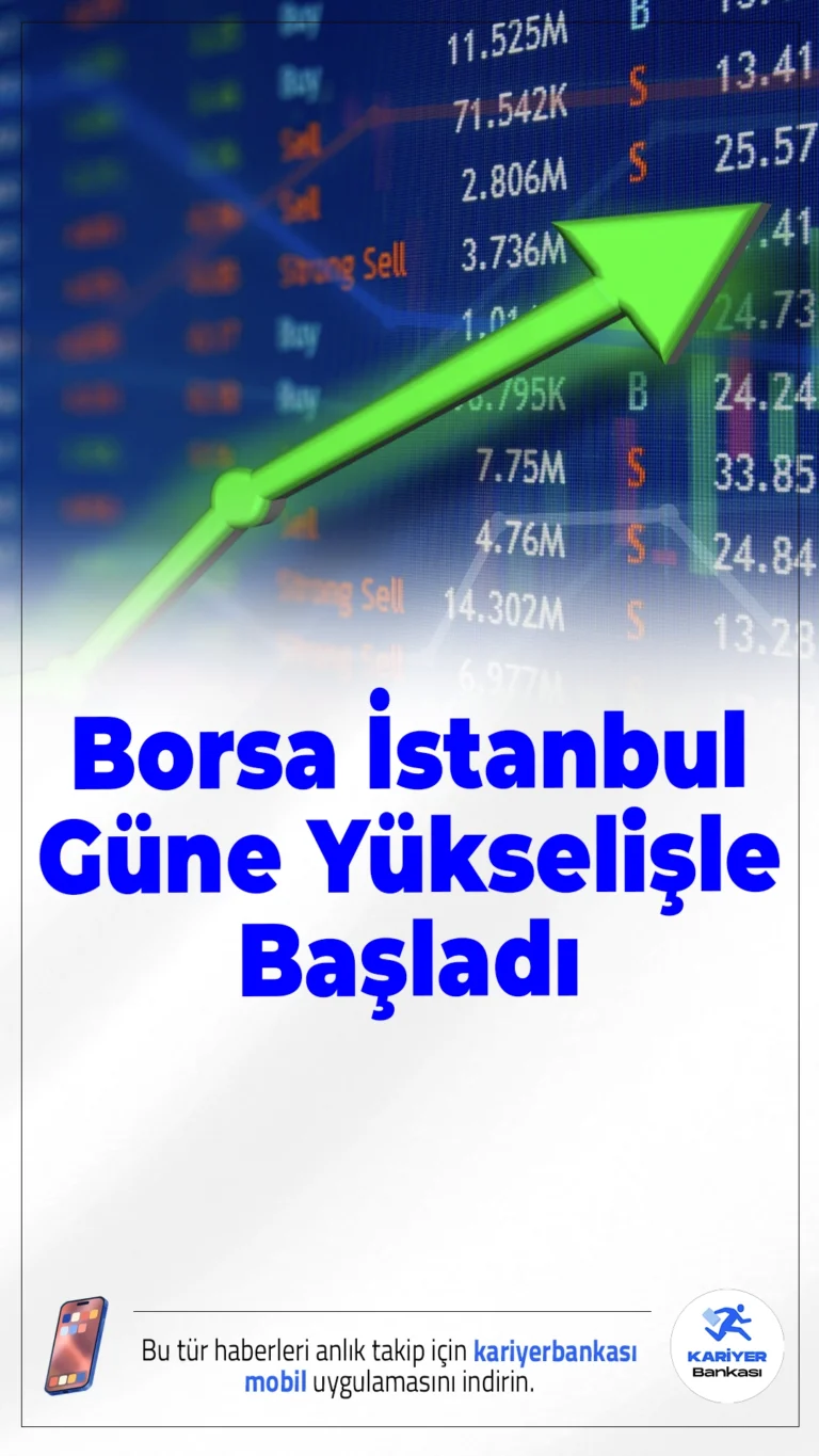 Borsa İstanbul Güne Yükselişle Başladı.Borsa İstanbul'da BIST 100 endeksi haftanın son işlem gününe güçlü bir başlangıç yaptı. Açılışta yüzde 1,24 artış gösteren endeks, 10.315,25 puana yükseldi.