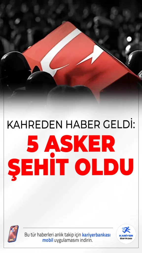 Son Dakika: 5 Asker Şehit Oldu.Irak'ın kuzeyindeki Pençe-Kilit Harekatı bölgesinde bir mağarada meydana gelen metan gazı sızıntısı......