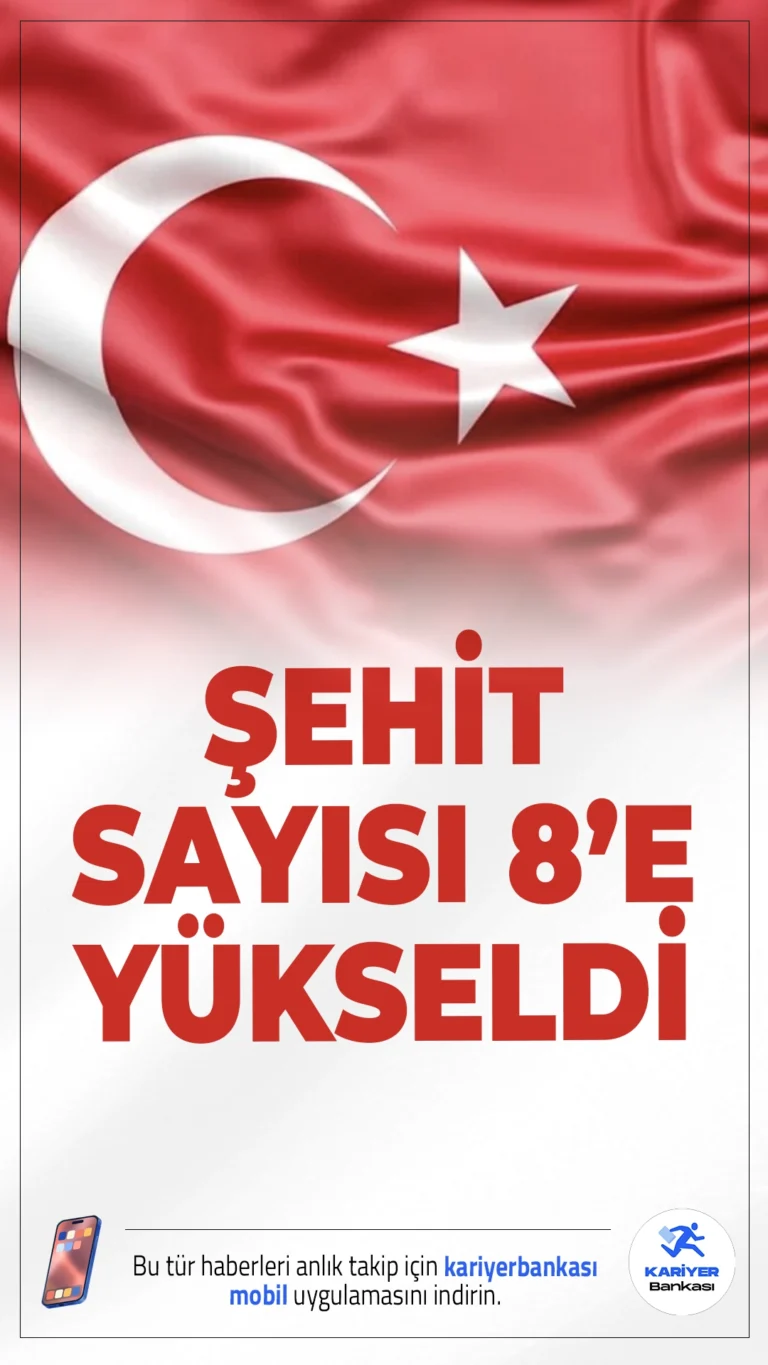 Pençe-Kilit Harekâtı’nda Acı Kayıp: Şehit Sayısı 8’e Yükseldi.Irak'ın kuzeyinde sürdürülen Pençe-Kilit Harekâtı sırasında bir mağarada meydana gelen metan gazı zehirlenmesi sonucu 8 askerimiz şehit oldu.