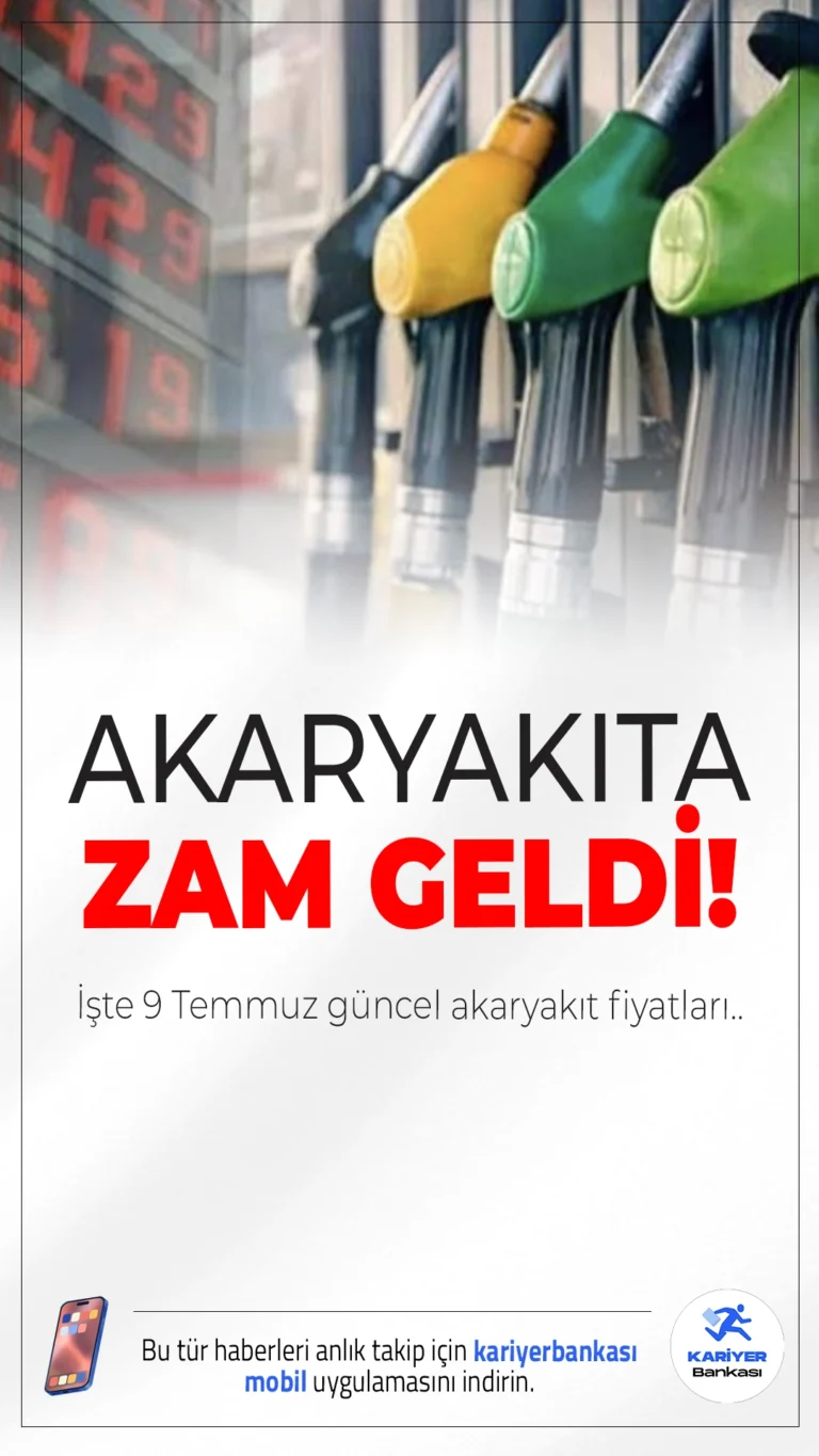 Akaryakıta Zam Geldi: 9 Temmuz 2025 Akaryakıt Fiyatları.Motorin litre fiyatına 1 lira 16 kuruşluk zam yapıldı. İstanbul, Ankara ve İzmir’de benzin ve LPG fiyatları da güncellendi.