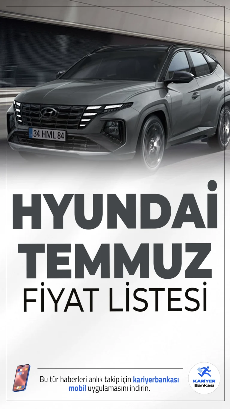 Hyundai Temmuz 2025 Fiyat Listesi Belli Oldu.Hyundai, Temmuz 2025 itibarıyla tüm sıfır araç modellerine zam yaptı. i10'dan IONIQ 6'ya kadar güncellenen fiyatlar listesi yayımlandı.