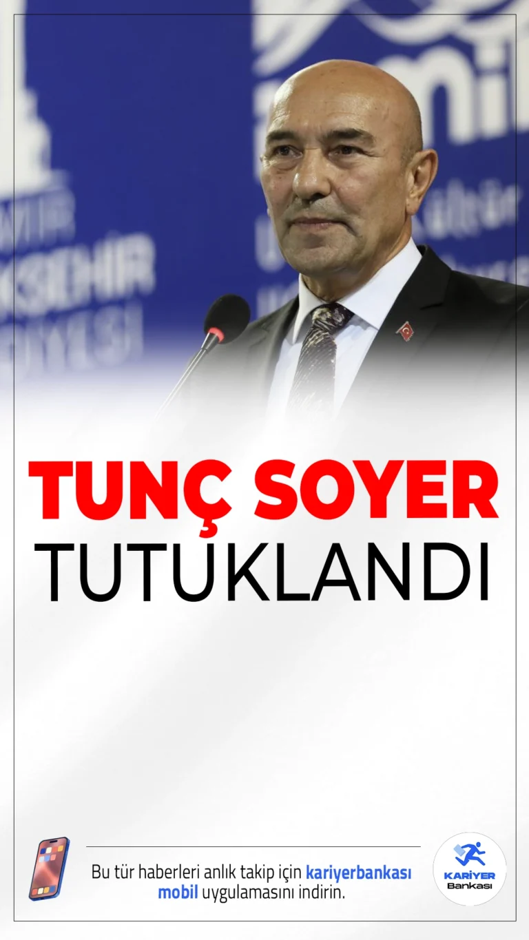SON DAKİKA: Tunç Soyer Tutuklandı.İzmir Büyükşehir Belediyesine yönelik yolsuzluk soruşturması kapsamında eski Belediye Başkanı Tunç Soyer tutuklandı. Operasyonda CHP İzmir İl Başkanı Şenol Aslanoğlu dahil 35 kişi hakkında tutuklama kararı verildi.