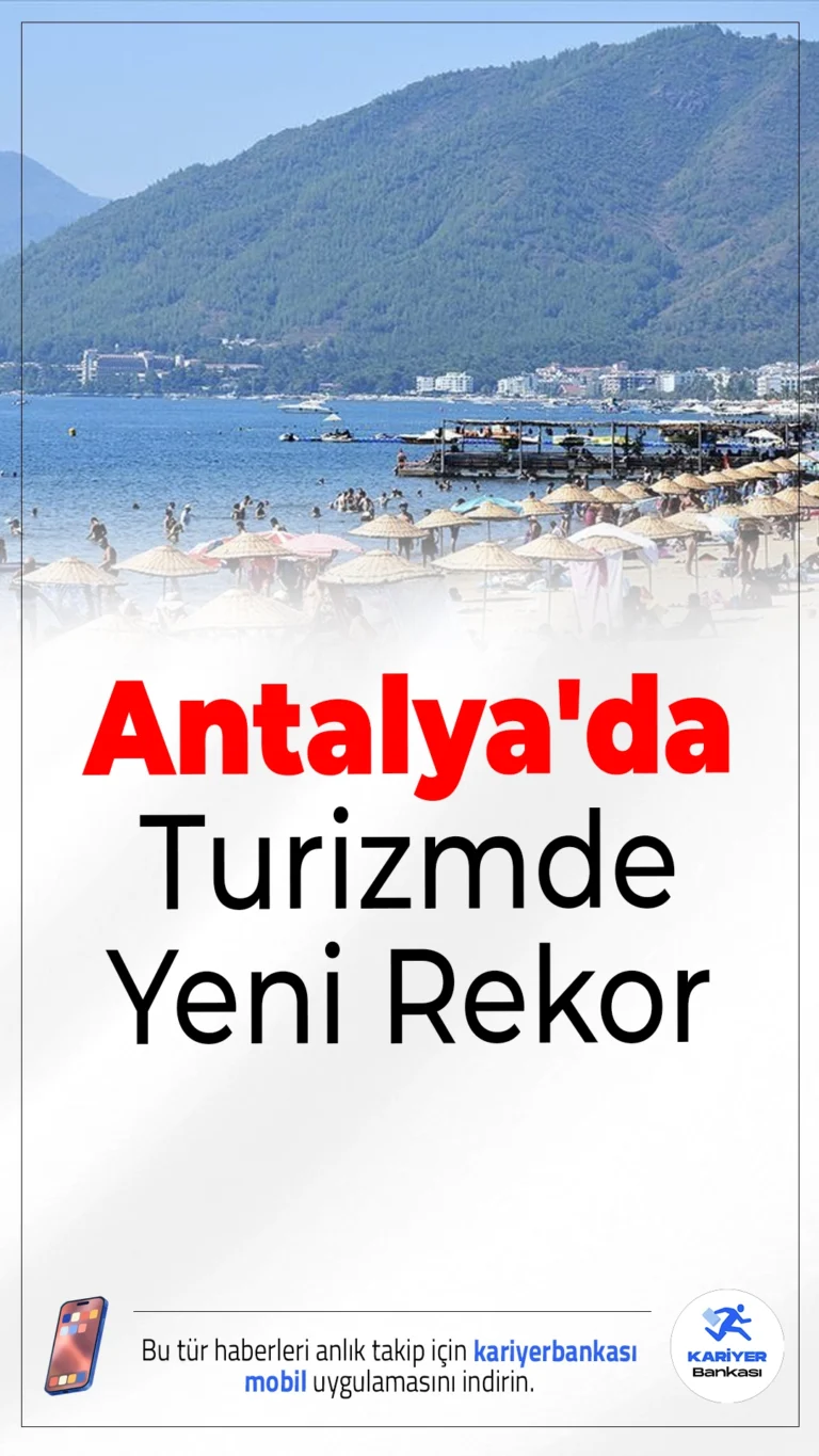 Antalya'da Turizmde Yeni Rekor.12 Temmuz’da Antalya ve Gazipaşa havalimanlarından gelen 100 bin 646 turist, son 5 yılın temmuz aylarındaki en yüksek günlük yabancı ziyaretçi sayısı oldu.