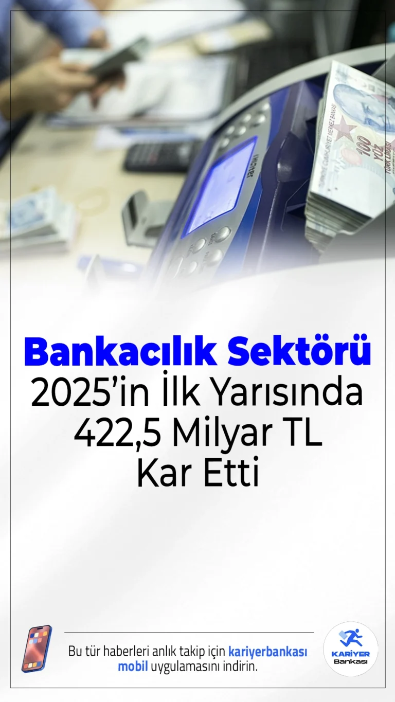 Bankacılık Sektörü 2025’in İlk Yarısında 422,5 Milyar TL Kar Etti.BDDK’nın Haziran 2025 dönemine ait verilerine göre, Türk bankacılık sektörü yılın ilk 6 ayında 422 milyar 459 milyon TL net kar elde etti. Sektörün aktif büyüklüğü 39,6 trilyon lirayı aşarken, kredilerde büyüme ve mevduatta artış dikkat çekti.