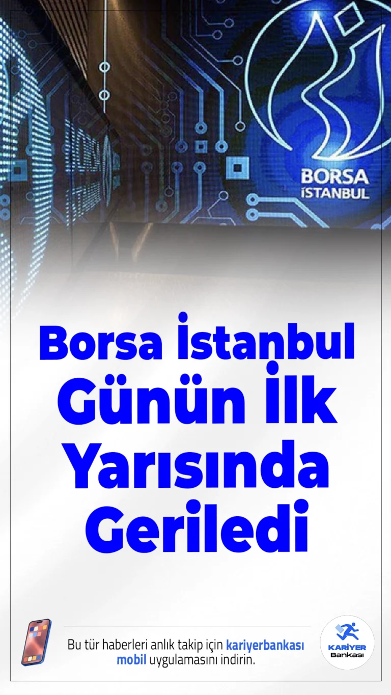 Borsa İstanbul Günün İlk Yarısında Geriledi.BIST 100 endeksi günün ilk yarısında yüzde 0,19 değer kaybederek 10.350 puana indi, işlem hacmi ise 40,6 milyar lira oldu.
