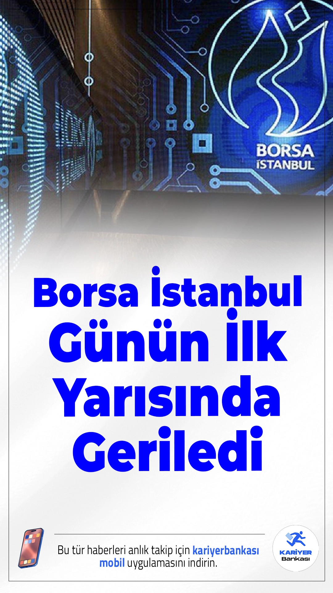 Borsa İstanbul Günün İlk Yarısında Geriledi.BIST 100 endeksi günün ilk yarısında yüzde 0,19 değer kaybederek 10.350 puana indi, işlem hacmi ise 40,6 milyar lira oldu.