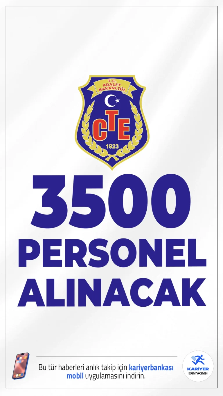 Adalet Bakanlığı CTE 3500 Personel Alımı Yapacak.Adalet Bakanlığı Ceza ve Tevkifevleri Genel Müdürlüğü, 2025 yılı için büyük bir personel alımı duyurusu yayımladı. Resmi duyuruya göre, toplam 3.500 sözleşmeli personel istihdam edilecek. Alımlar farklı ünvan ve kadrolarda gerçekleşecek.Başvuru yapacak adayların genel ve özel şartları dikkatle incelemesi gerekmektedir.