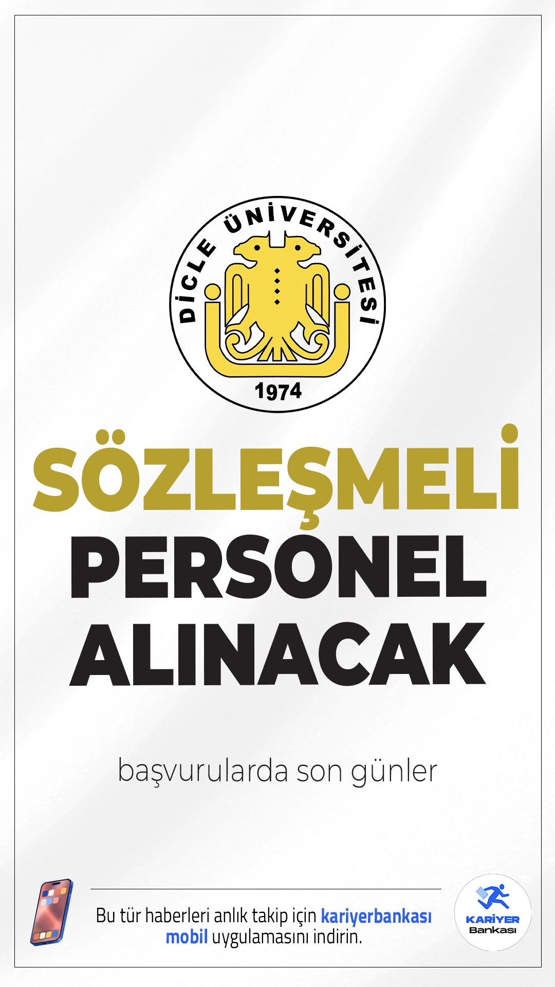 Dicle Üniversitesi 91 Personel Alımı Başvurularında Son Günler.Dicle Üniversitesi sözleşmeli personel alımı başvurularında son günlere girildi.İlgili alım duyusuna göre, Dicle Üniversitesine birçok farklı ünvanlarda sağlık personeli alımı yapılacak. Başvuru işlemleri yarın (9 Temmuz) sona erecek.Başvuru yapacak adayların genel ve özel şartları taşıması gerekmektedir. İşte şartlar ve diğer tüm detaylar...