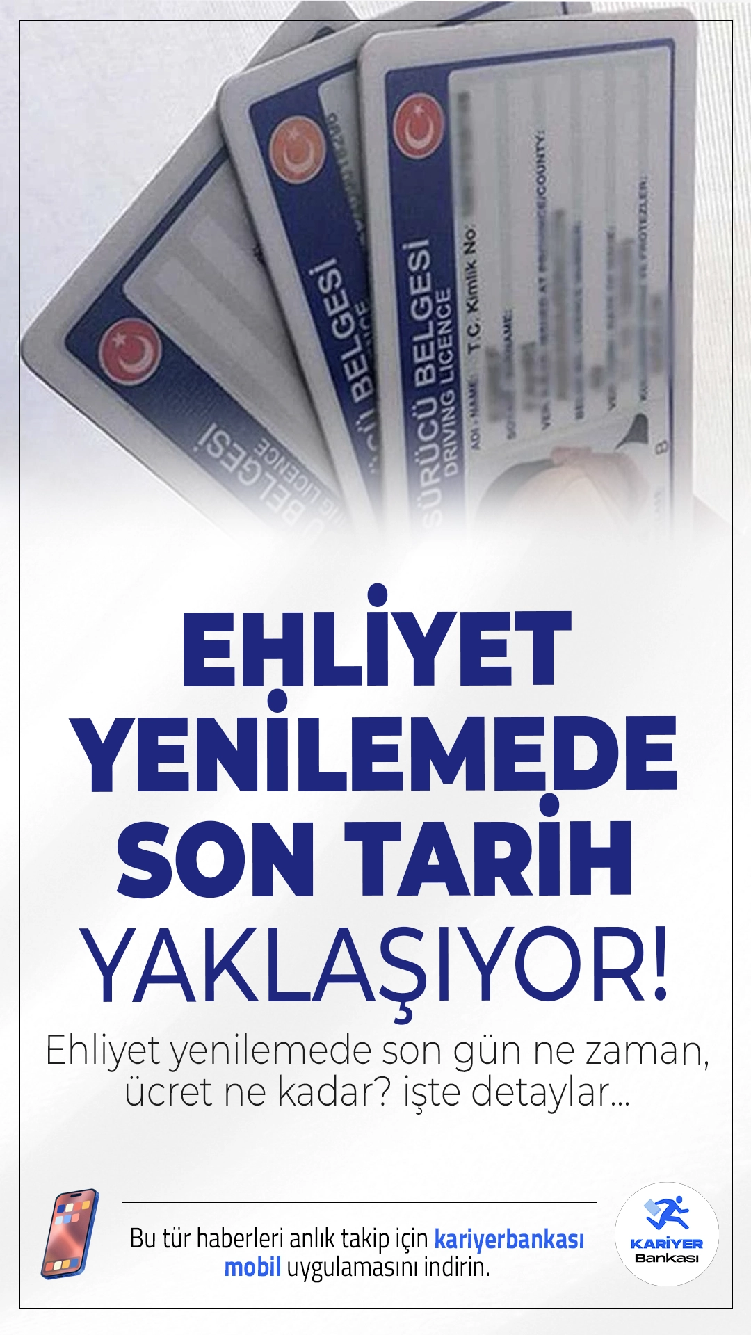 Ehliyet Yenilemede Son Gün Ne Zaman, Ücret Ne Kadar?31 Temmuz 2025 tarihine kadar eski tip ehliyetler yenilenmeli. 1 Ağustos sonrası yeni ücret tarifesi yürürlüğe giriyor.