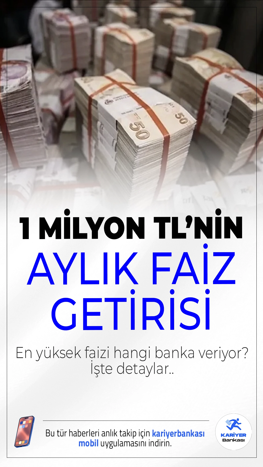 Bankalar 1 Milyon TL'ye Ne Kadar Faiz Veriyor? İşte Güncel Oranlar..Merkez Bankası'nın sıkı para politikası sonrası vadeli mevduat faizleri rekor seviyelere ulaştı. 1 milyon TL'lik mevduat için bankaların sunduğu 1 aylık faiz getirileri dikkat çekiyor.