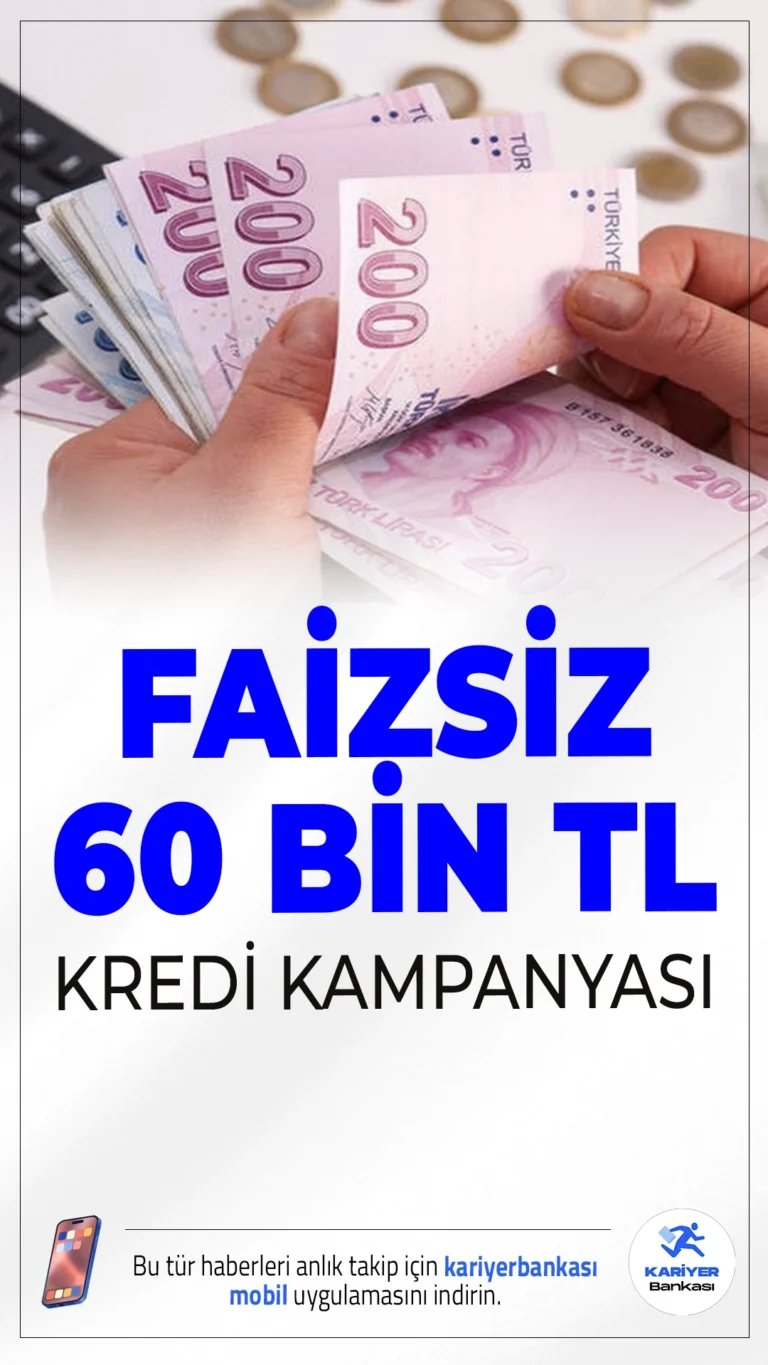 Enpara’dan Faizsiz 60 Bin TL Kredi Kampanyası.Enpara, yeni müşterilere özel başlattığı kampanyayla 6 ay vadeli ve tamamen faizsiz 60.000 TL ihtiyaç kredisi sunuyor. Başvurular 31 Temmuz’a kadar devam edecek.