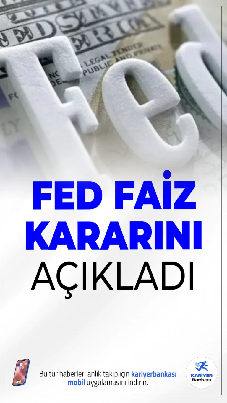 Fed Faiz Kararını Açıkladı.ABD Merkez Bankası (Fed), beklentilere paralel olarak politika faizini %4,25–4,50 aralığında sabit tuttu. İki üyenin faiz indirimi yönünde karşı oy kullandığı kararda, enflasyonun yüksek seyrini sürdürdüğü vurgulandı.