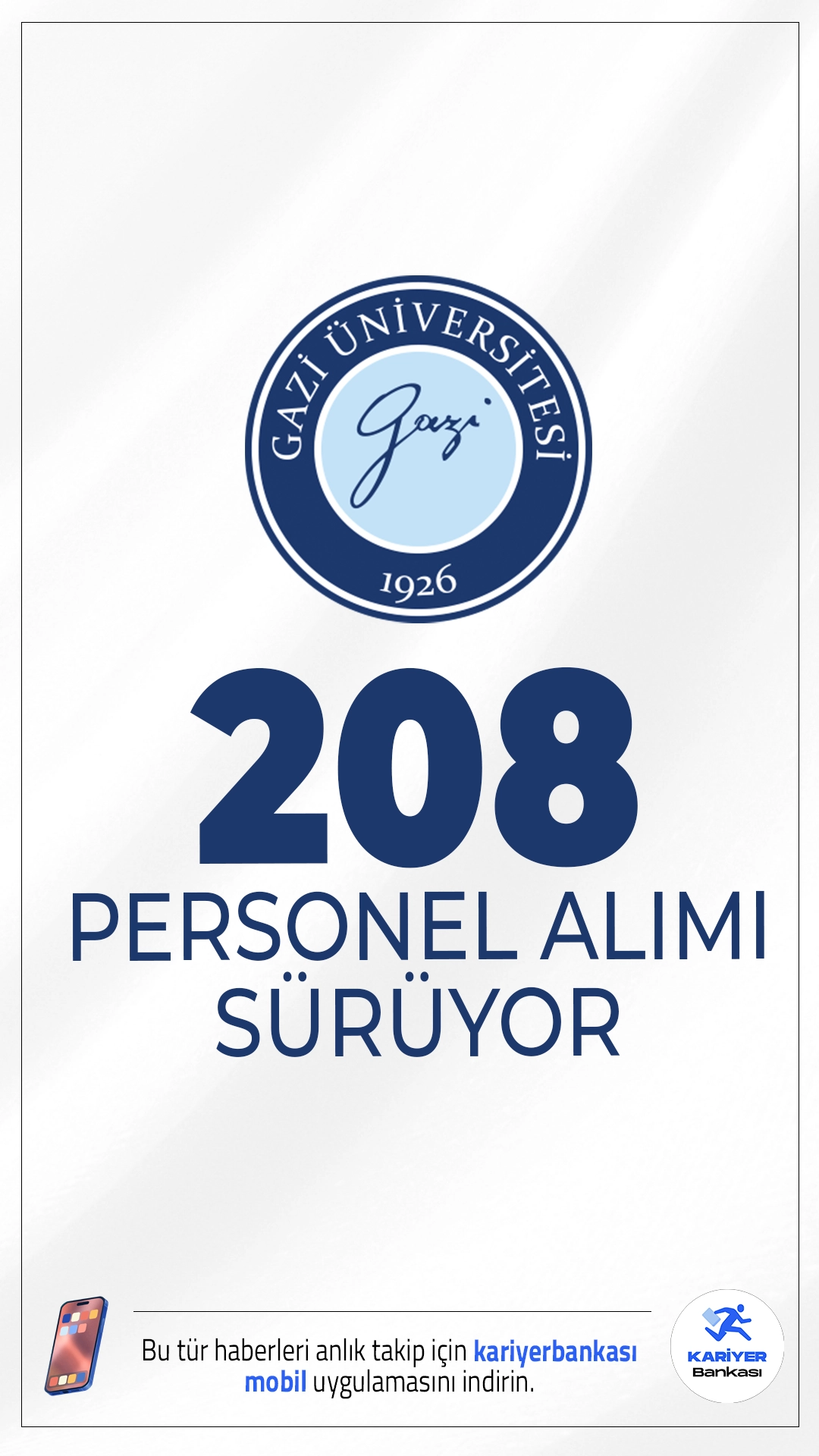 Gazi Üniversitesi 208 Personel Alımı Sürüyor.Gazi Üniversitesi sağlık, teknik, destek hizmetleri ve güvenlik alanlarında sözleşmeli personel alımı için başvuru işlemleri devam ediyor. Başvuru yapacak adayların genel şartların yanı sıra, özel şartları da sağlaması gerekmektedir.İşte şartlar ve başvuru bilgileri..