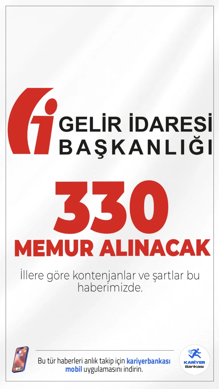 Gelir İdaresi Başkanlığı (GİB) 330 Memur Alımı Başvuruları Sürüyor.ÖSYM sayfası üzerinden KPSS 2025/1 tercih kılavuzunun yayımlanmasıyla, GİB'e ortaöğretim, ön lisans ve lisans mezunlarından memur alımı kadroları da belli oldu.