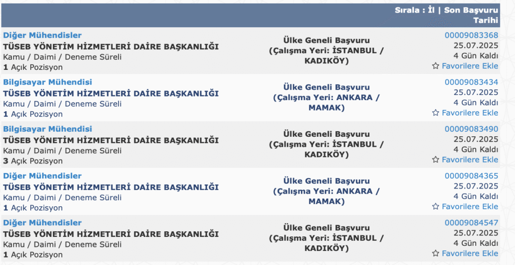 tüseb işçi alımı