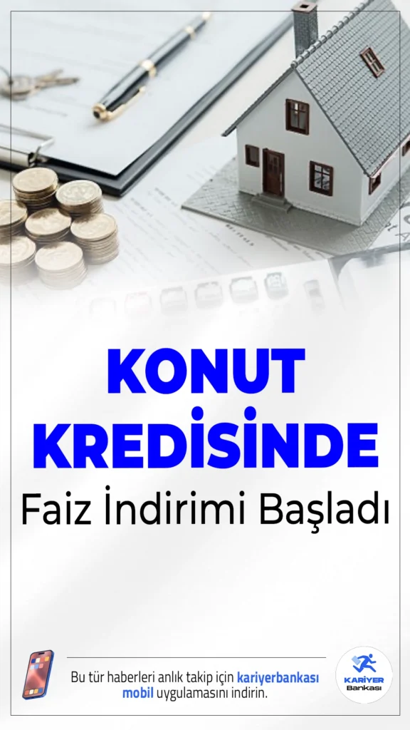 Konut Kredisinde Faiz İndirimi Başladı: İlk Hamle Ziraat Bankası'ndan.Merkez Bankası’nın faiz indiriminin ardından Ziraat Bankası konut kredisi faiz oranını düşürdü. Yeni oran yüzde 2.69 oldu. Peki konut kredisi faizleri daha da düşer mi?