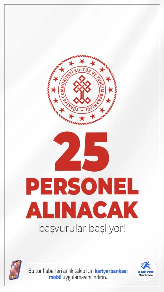 Kültür Bakanlığı Uludağ Alan Başkanlığı 25 Personel Alımı Başlıyor.Kültür ve Turizm Bakanlığı’na bağlı Uludağ Alan Başkanlığı, çeşitli ünvanlarda olmak üzere toplam 25 personel alımı gerçekleştirecek.
