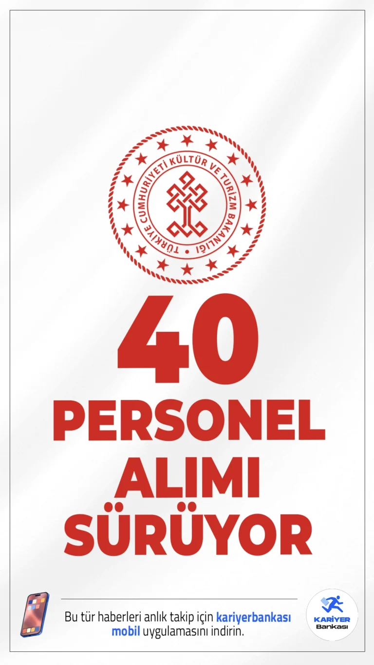 Kültür Bakanlığı DT 40 Personel Alımı Sürüyor.Kültür ve Turizm Bakanlığı Devlet Tiyatroları Genel Müdürlüğü, merkez teşkilatında istihdam edilmek üzere personel alımı başvuruları devam ediyor. İşlemler 22 Temmuz'da sona erecek.Başvuru yapacak adayların genel ve özel şartları taşıması gerekmektedir. İşte şartlar ve başvuru bilgileri...