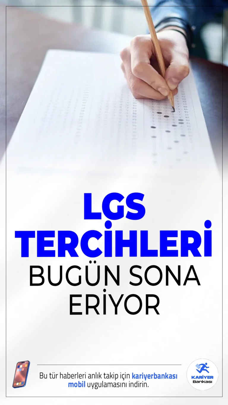LGS Tercih Süreci Bugün Sona Eriyor.Liselere Geçiş Sistemi (LGS) kapsamındaki tercih maratonu sona eriyor. 14 Temmuz'da başlayan tercih süreci, bugün saat 17.00'de tamamlanacak.