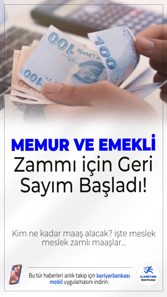 Memur ve Emekli Zammında Geri Sayım: İşte Tüm Senaryolar ve Zamlı Maaşlar.Memur ve emekli maaşlarına yapılacak temmuz zammı için gözler 3 Temmuz'da açıklanacak haziran enflasyonuna çevrildi. İşte olası zam senaryolarına göre meslek meslek yeni maaşlar...