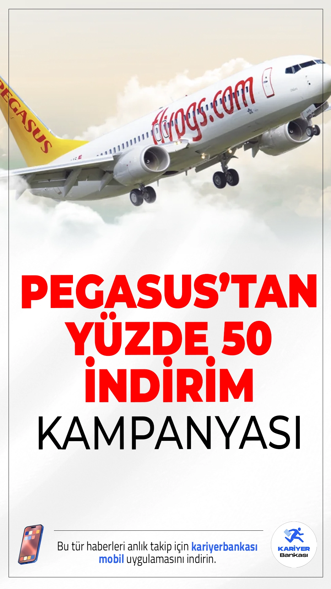 Pegasus’tan Yüzde 50 İndirim Kampanyası!Eylül ve Ekim aylarında uygun fiyata seyahat etmek isteyenler için Pegasus’tan kaçırılmayacak bir kampanya geldi!