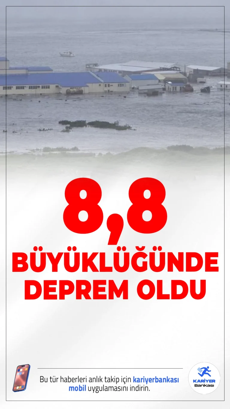 Rusya'nın Doğusunda 8,8 Büyüklüğünde Deprem! Kamçatka’da Tsunami Uyarısı Verildi.Rusya'nın Kamçatka Yarımadası açıklarında meydana gelen 8,8 büyüklüğündeki depremde, can kaybı yaşanmadı ancak tsunami uyarısı yapıldı. Kamçatka'da 3-4 metreye ulaşan dalgalar gözlendi.