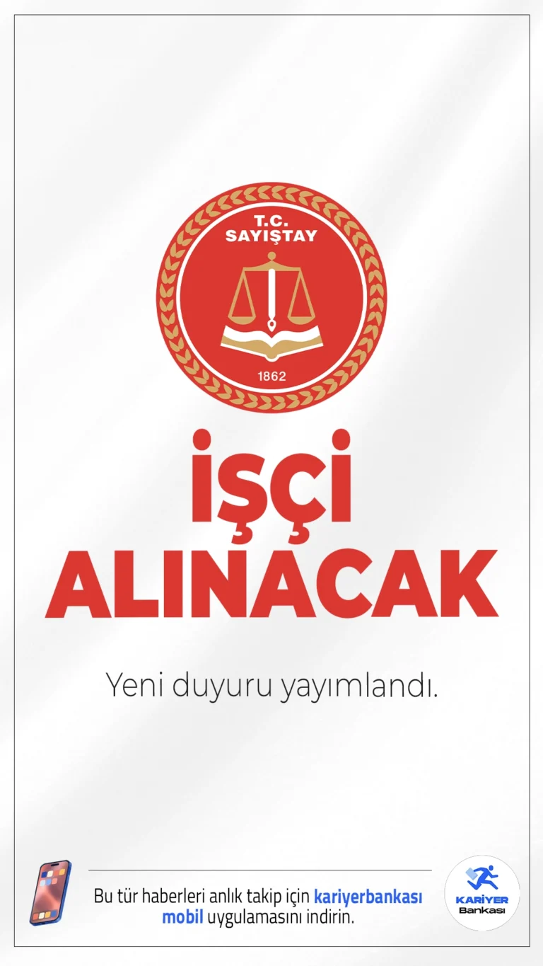 Sayıştay Başkanlığı 11 İşçi Alımı Yapacak!Sayıştay Başkanlığı, 2025 yılı kapsamında kendi bünyesinde görevlendirmek üzere toplam 11 sürekli işçi (şoför) alımı yapacağını açıkladı. Alım, 657 sayılı Devlet Memurları Kanunu'nun 4/D maddesi ve 4857 sayılı İş Kanunu çerçevesinde İŞKUR üzerinden gerçekleştirilecek.