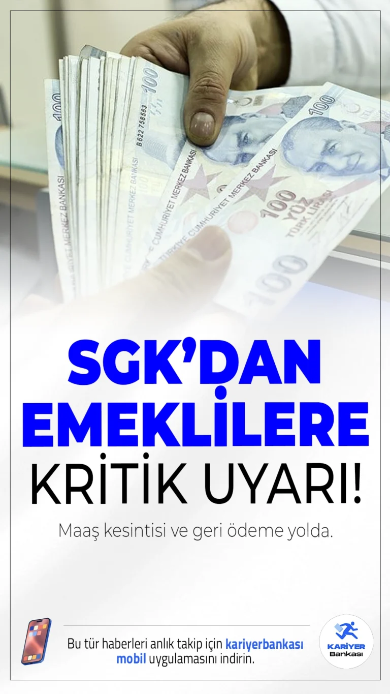 SGK’dan Emeklilere Kritik Uyarı: Maaş Kesintisi ve Geri Ödeme Yolda!SGK, usulsüz prim ve sahte sigortalılık tespit edilen binlerce emeklinin maaşını kesmeye hazırlanıyor. Tebligatlar Ağustos ayında gönderilecek.