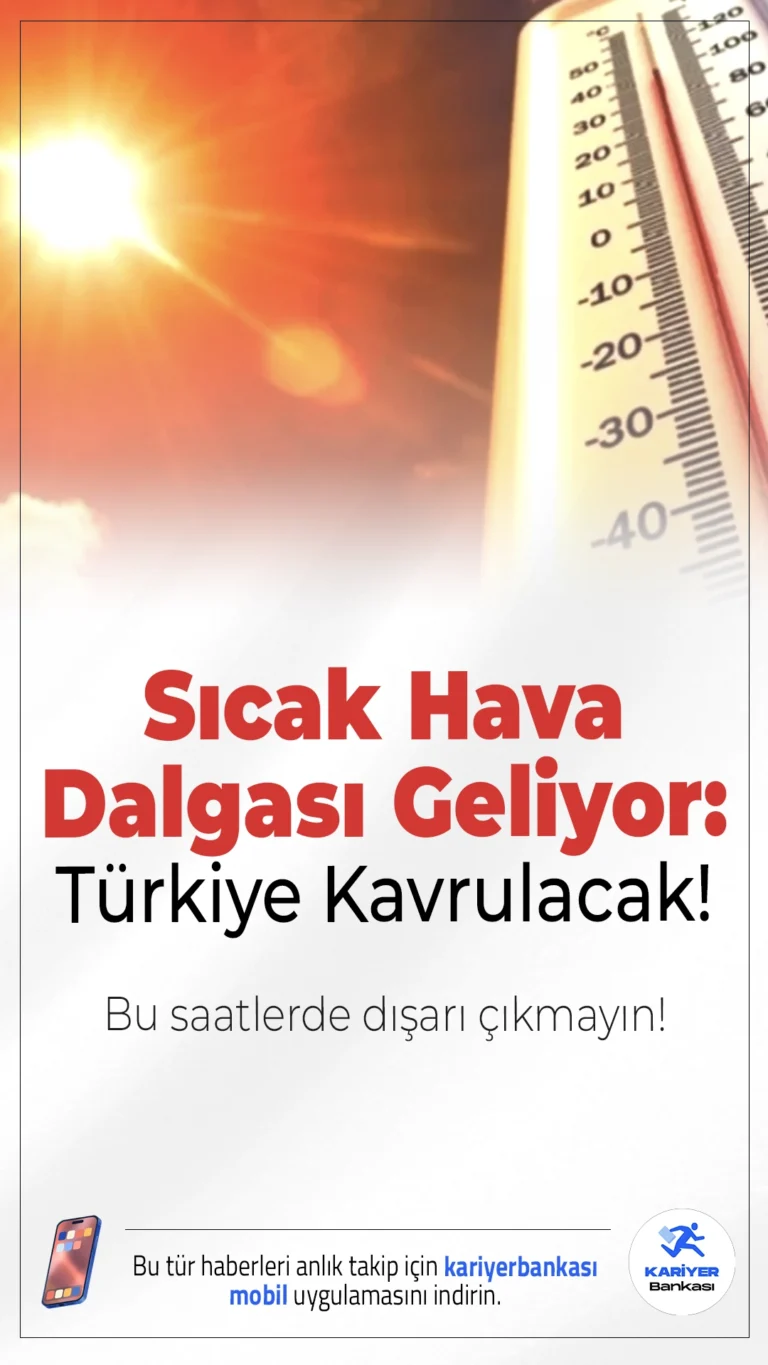 Sıcak Hava Dalgası Geliyor: Türkiye Kavrulacak, Bu Saatlerde Dışarı Çıkmayın!Pazar gününden itibaren etkisini artıracak sıcak hava dalgası, Türkiye genelinde mevsim normallerinin oldukça üzerine çıkacak. Uzmanlar, özellikle 11.00-16.00 saatleri arasında açık havada bulunulmaması konusunda uyarıyor.