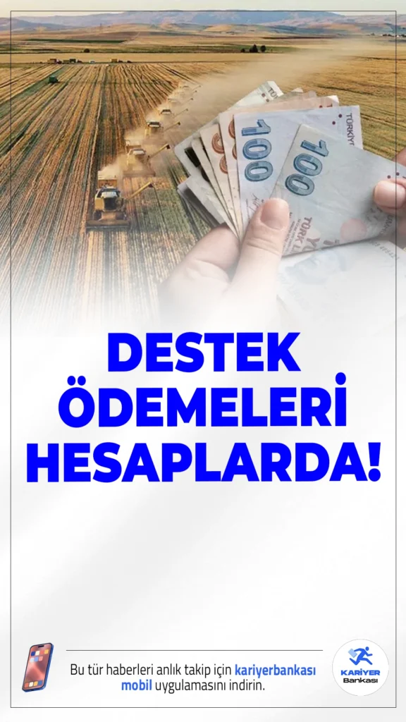 Çiftçilere 865 Milyon TL Destek Ödemesi Hesaplara Yatıyor.865 milyon TL'yi aşkın tarımsal destekleme ödemesi, bugün itibarıyla çiftçilerin hesaplarına aktarılmaya başlandı.