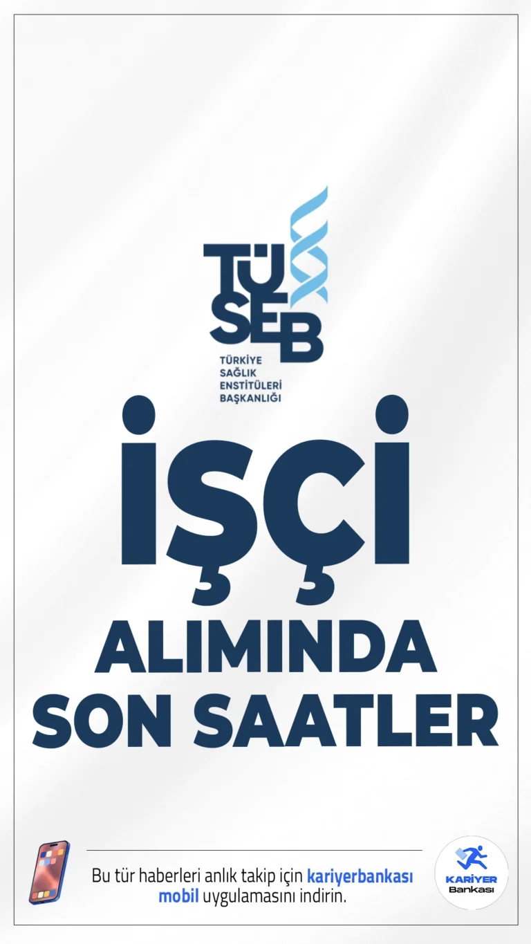 TÜSEB 54 İşçi Alımı Başvurularında Son Saatler.Türkiye Sağlık Enstitüleri Başkanlığı (TÜSEB) işçi alımı başvurularında son saatlere girildi. İlgili alım duyurusunda, TÜSEB'e V.H.K.İ., biyolog, eczane, istatistikçi, kimyager, mühendis, veteriner hekim, tekniker, teknisyen, hizmetli ünvanlarında daimi işçi alımı yapılacağı aktarıldı. Başvurular bugün sona erecek. İşte şartlar ve başvuru bilgileri..