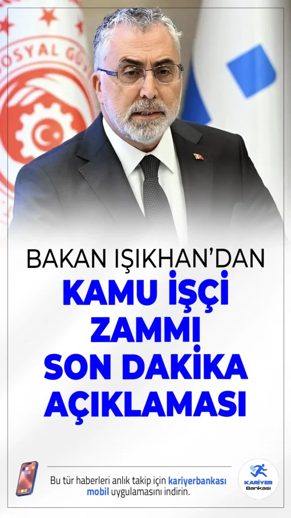 Kamu İşçisi Zam Pazarlığında Gerilim: Bakan Işıkhan'dan “Farklı Aksettirildi” Açıklaması.Çalışma ve Sosyal Güvenlik Bakanı Vedat Işıkhan, kamu işçilerine yönelik zam teklifinin sendikalar tarafından kamuoyuna yanlış yansıtıldığını savundu. TÜRK-İŞ ve HAK-İŞ’in talepleriyle hükümetin sunduğu teklif arasında önemli farklar bulunuyor.