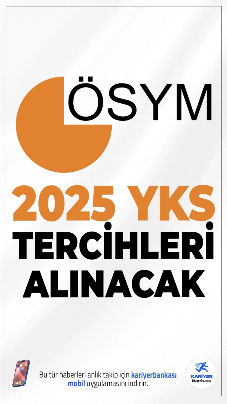 2025 YKS Tercihleri Başladı!Bu yıl yaklaşık 1 milyon adayın katıldığı Yükseköğretim Kurumları Sınavı (YKS) sonuçları 19 Temmuz'da açıklandı. Şimdi ise adaylar için tercih süreci başladı. ÖSYM resmi sayfasından tercih kılavuzu yayımlandı ve adaylar 13 Ağustos tarihine kadar tercihlerini yapabilecekler.
