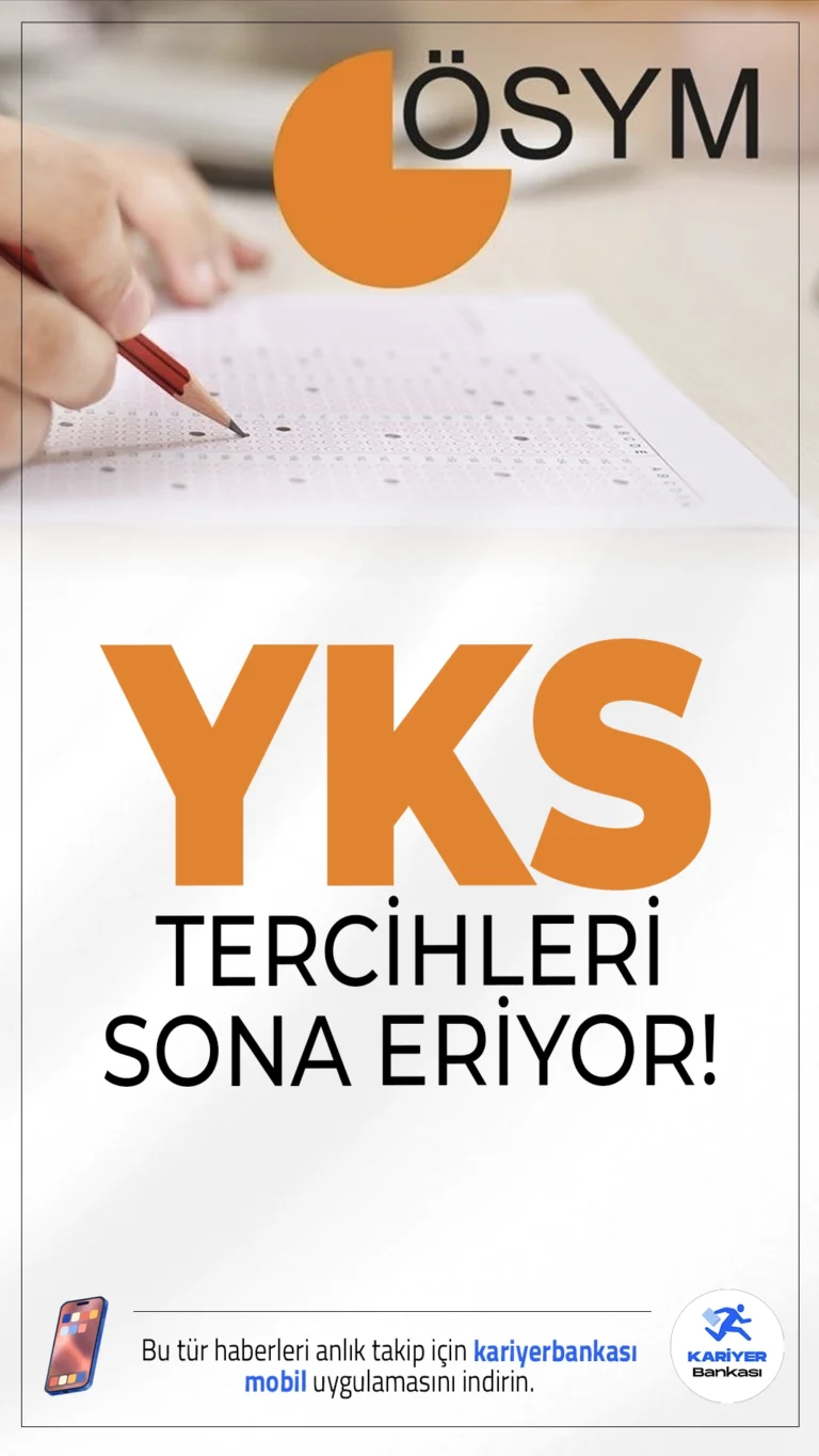 YKS Tercih Süresi Yarın Bitiyor: Üniversite Adayları İçin Son Fırsat.2025-YKS tercih süreci yarın sona eriyor. Adaylar tercihlerini ÖSYM’nin resmi sitesi üzerinden yapabilecek.