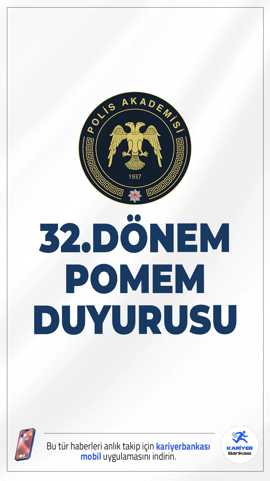 32.Dönem POMEM Eğitim Yerleri Değişti.İçişleri Bakanlığı Emniyet Genel Müdürlüğü Polis Akademisi sayfasından yayımlanan duyuruya göre, 32. Dönem Polis Meslek Eğitim Merkezleri Giriş Sınavlarında başarılı olan adayların POMEM Müdürlüklerine planlaması yeniden yapıldı.