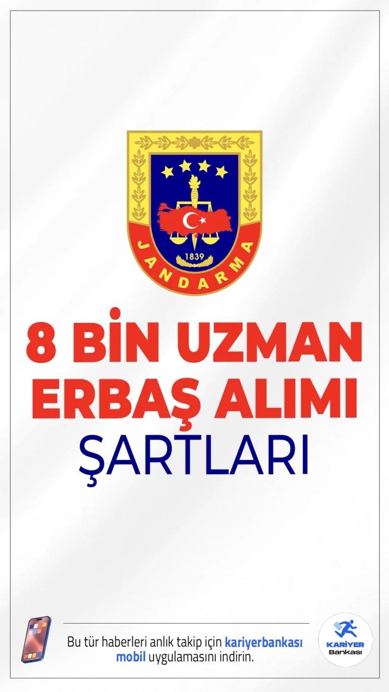 Jandarma 8 Bin Uzman Erbaş Alımı Şartları.İçişleri Bakanlığı Jandarma Genel Komutanlığı'na 8 bin Uzman Erbaş temini için başvurular sürüyor. İlgili alım duyurusuna göre, Jandarma'ya en az ilköğretim mezunlarından olmak üzere uzman erbaş alımı yapılacak. Başvuru yapacak adayların genel şartların yanı sıra, özel şartları da dikkatle incelemesi gerekmektedir.İşte şartlar ve başvuru bilgileri...