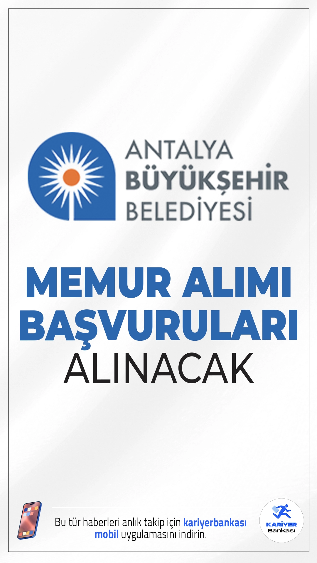 Antalya Büyükşehir Belediyesi 45 Memur Alımı Başvuruları Alınacak.Antalya Büyükşehir Belediyesi bünyesinde görevlendirilmek üzere 45 memur alımı gerçekleştirecek. Resmi Gazete’de yayımlanan düzeltme ilanına göre alımlar, 657 sayılı Devlet Memurları Kanunu kapsamında ve Belediye İtfaiye Yönetmeliği hükümlerine göre yapılacak. Kadrolar için başvuru yapacak adaylarda belirli şartlar aranmaktadır.