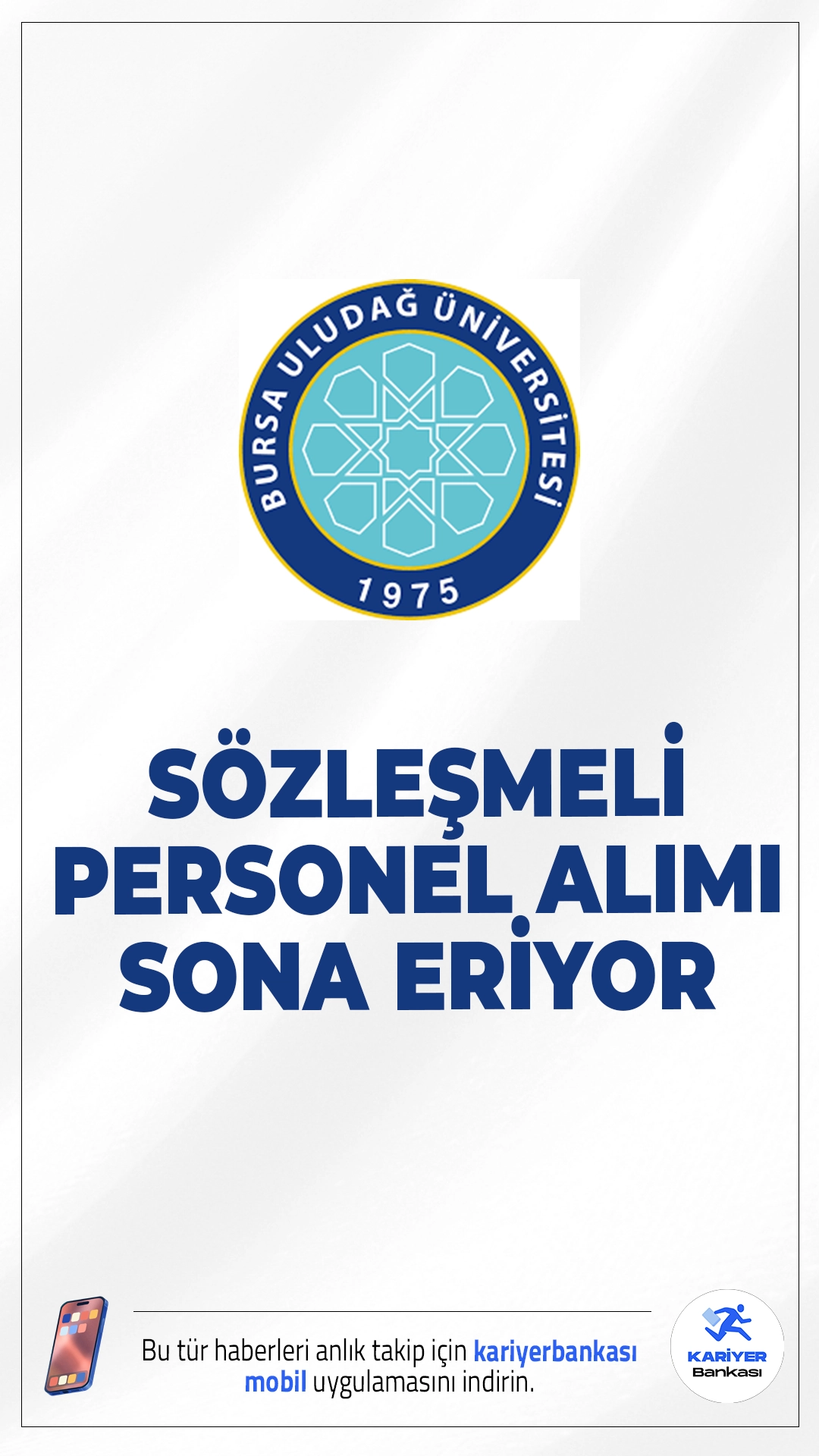 Bursa Uludağ Üniversitesi 32 Personel Alımı Sona Eriyor.Bursa Uludağ Üniversitesine hemşire, temizlik görevlisi, hasta bakıcı, hastane temizlik görevlisi ünvanlarında personel alımı başvuruları yarın (8 Ağustos) sona eriyor.