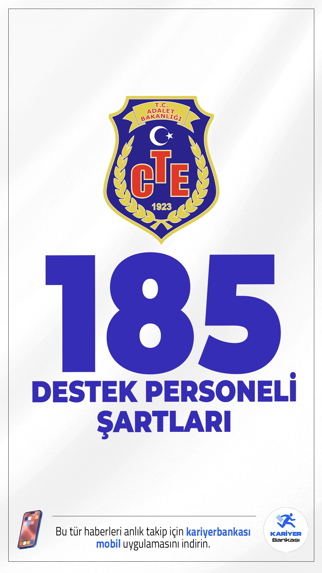CTE 185 Destek Personel Alımı Şartları.Adalet Bakanlığı Ceza ve Tevkifevleri Genel Müdürlüğü (CTE) destek personeli alımı başvuruları sürüyor. İlgili alım duyurusuna göre CTE’ye şoför, hasta bakıcı, hizmetli, aşçı ve kaloriferci ünvanlarında sözleşmeli destek personeli alımı yapılacak. Başvuru yapacak adayların genel ve özel şartları sağlaması gerekmektedir.