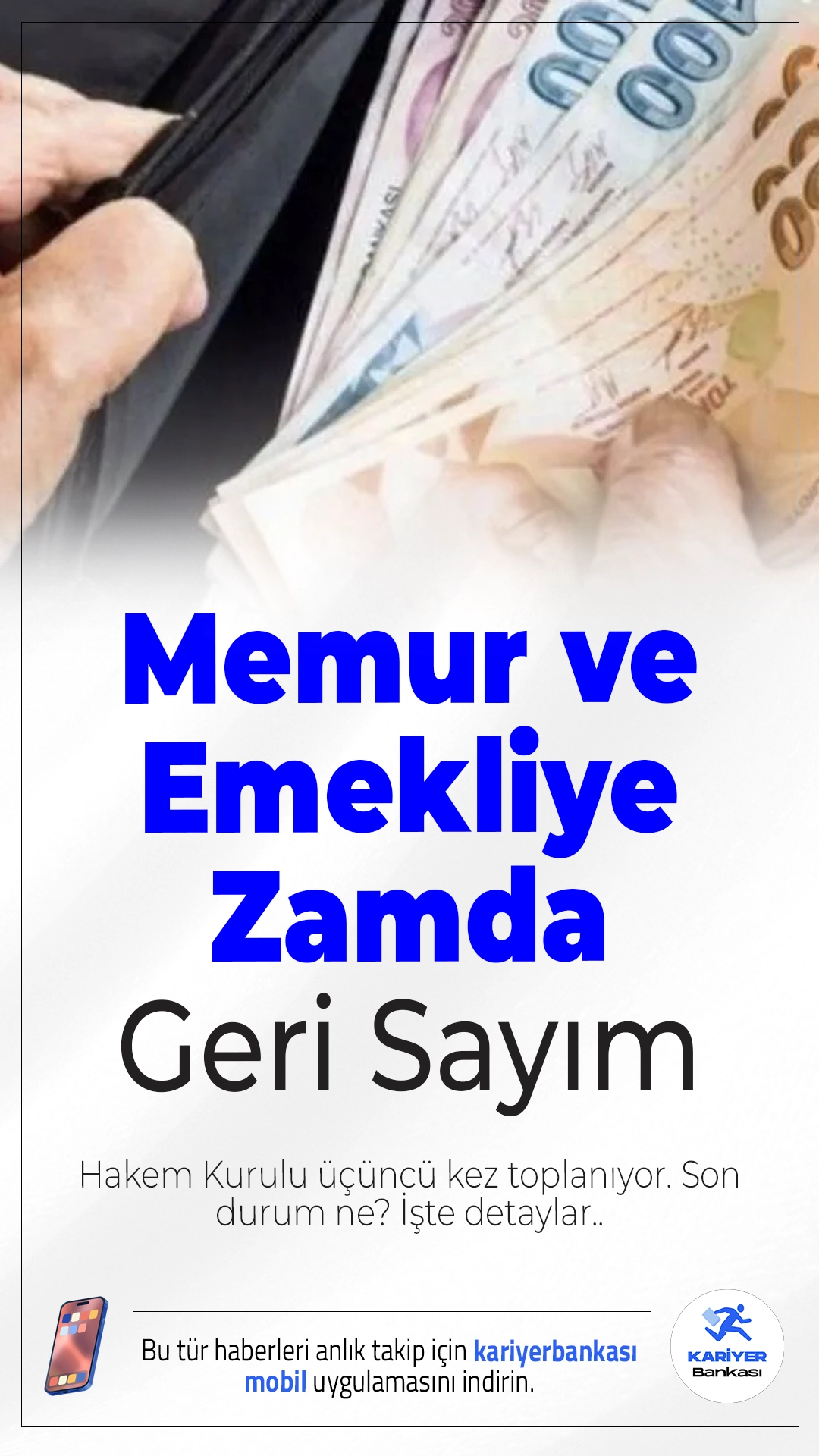 Memur ve Emekliye Zamda Geri Sayım: Hakem Kurulu Yarın Üçüncü Kez Toplanıyor.2026-2027 dönemine ilişkin memur ve emekli zamlarını belirleyecek süreçte Kamu Görevlileri Hakem Kurulu'nun üçüncü toplantısı yarın saat 10.00’da yapılacak.