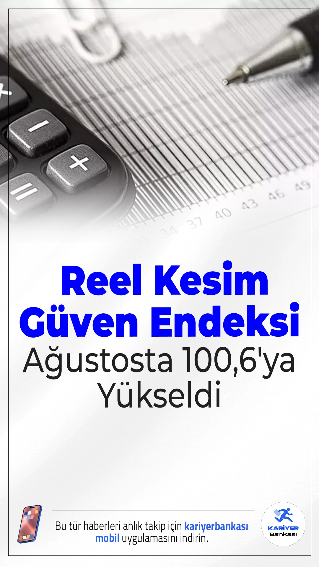 Reel Kesim Güven Endeksi Ağustosta 100,6'ya Yükseldi.Reel Kesim Güven Endeksi, ağustos ayında bir önceki aya kıyasla 0,4 puan artarak 100,6 seviyesine çıktı. Endeks, ekonomik güvenin temkinli bir iyileşme kaydettiğini gösterdi.